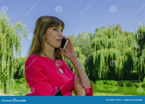 Girl Talking On Cell Phone Stock Image Image Of Cellphone 100171551