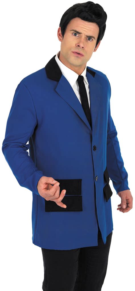 Blue Teddy Boy 1950s Mens Fancy Dress 50s Grease Adult Costume Jacket