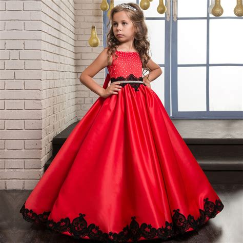 Girl Fancy Flower Long Prom Gowns Teenagers Dresses Children Clothing