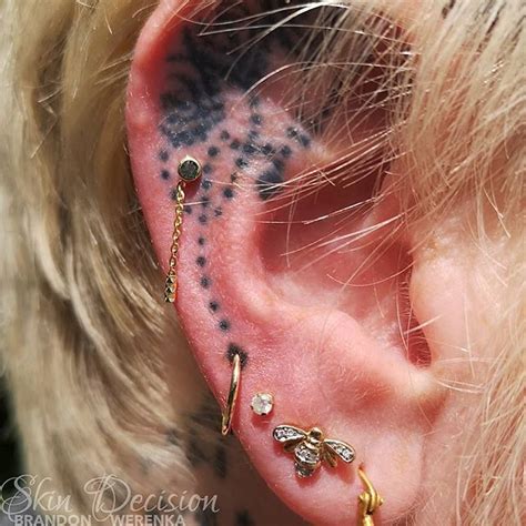 Beautiful Ear Curation With Gold Textured Jewelry