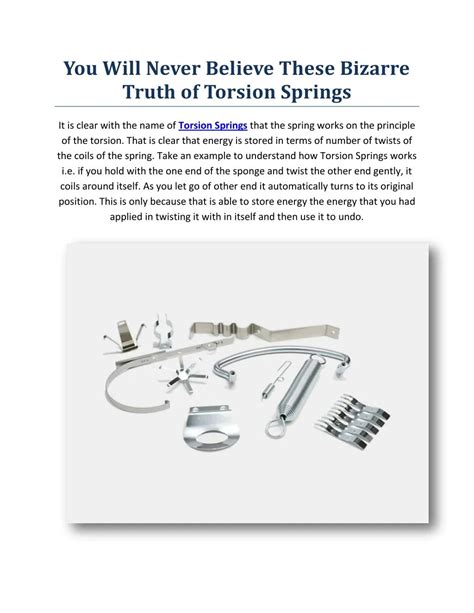 PPT You Will Never Believe These Bizarre Truth Of Torsion Springs