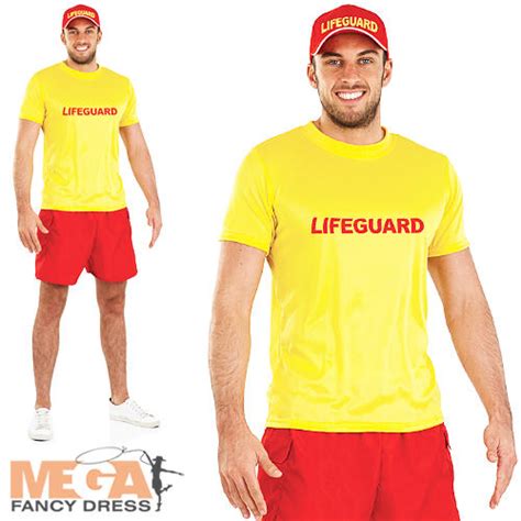 Lifeguard Mens Uniform Fancy Dress Adults Beach Patrol Womens Costume