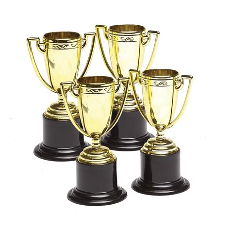 4 Mini Trophies 10 Cm Tall Competition Party Favour Kids Birthday