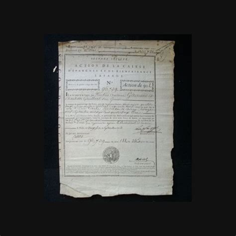 Vieux Livret A Caisse D épargne - 1793 Action de la caisse d'épargne bienfaisance Lafarge de 90 livres