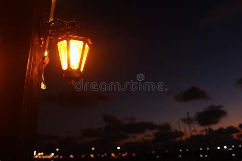 Vintage Street Lamp During Twilight Hour Stock Image Image Of Lantern