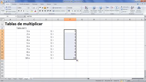 Crea En Excel Tablas De Multiplicar Y Compartelas