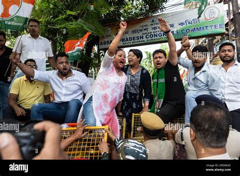 guwahati india july 21 members of assam pradesh youth congress raise slogans during a