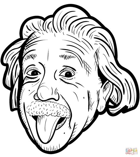 Einstein Sticking His Tongue Out Coloring Page Free Printable