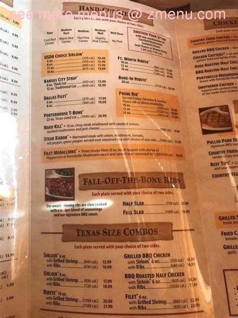 Menu At Texas Roadhouse Bbq Kansas City