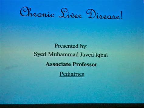 Lecture Slides Paediatrics Chronic Liver Disease