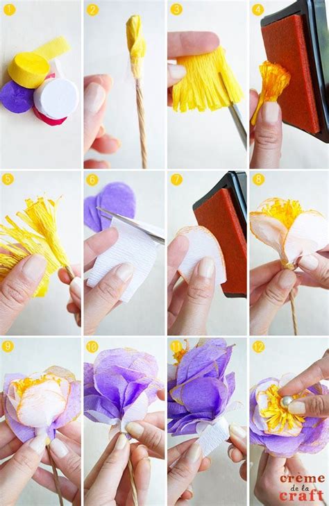 Diy Crepe Paper Flowers From Party Streamers Paper Flowers Paper