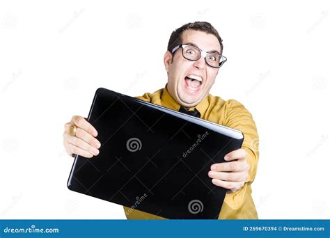 Man With Laptop Stock Photo Image Of Black Nerdy Geeky 269670394