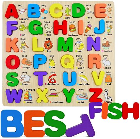 Wooden Alphabet Abc Puzzle For Kids Ages 3 5 Years Old Educational