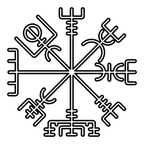 Vegvisir Runic Compass Galdrastav Navigation Compass Symbol Icon Set