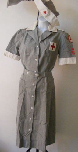 Wwii Vintage 40s American Red Cross Uniform Dress Volunteer Nurse Costume Sz 14 Red Cross