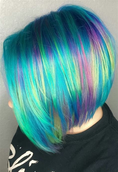 Dyed Hair Short Rainbow Hair Rainbow Hair Color Rainbow Colors