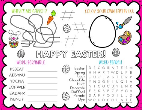 Printable Easter Activity Sheet For Kids About A Mom