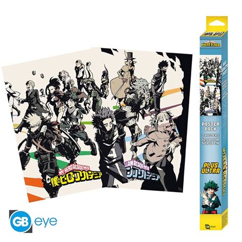Set De 2 Posters My Hero Academia Héros And Vilains 52 X 38 Cm Abystyle