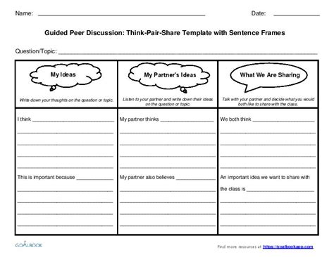 ️think Pair Share Worksheet Template Free Download