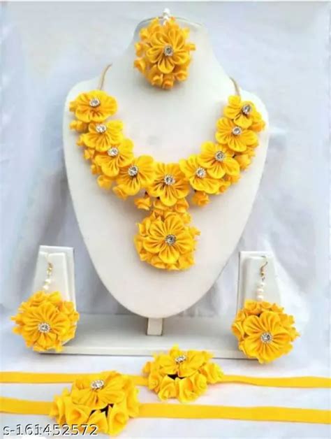 Haldi Jewellery Set Flower Yellow Bridal Haldi Ceremony Set