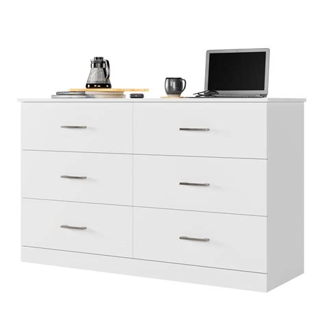 Buy Homfa 6 Drawer White Double Dresser Wood Storage Cabinet With Easy