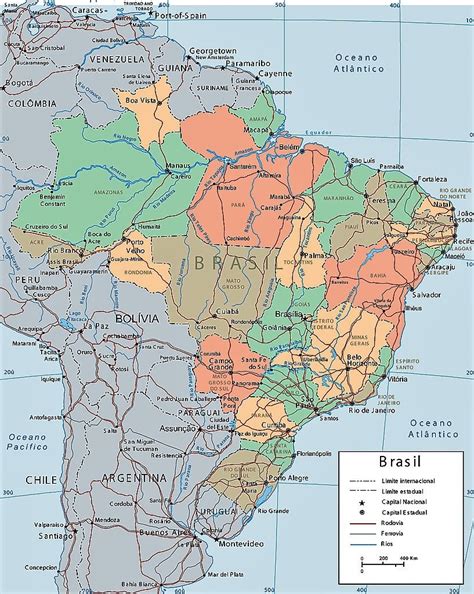 ⊛ Mapa De Brasil 🥇 Político And Físico Con Nombres Y Provincias 2022