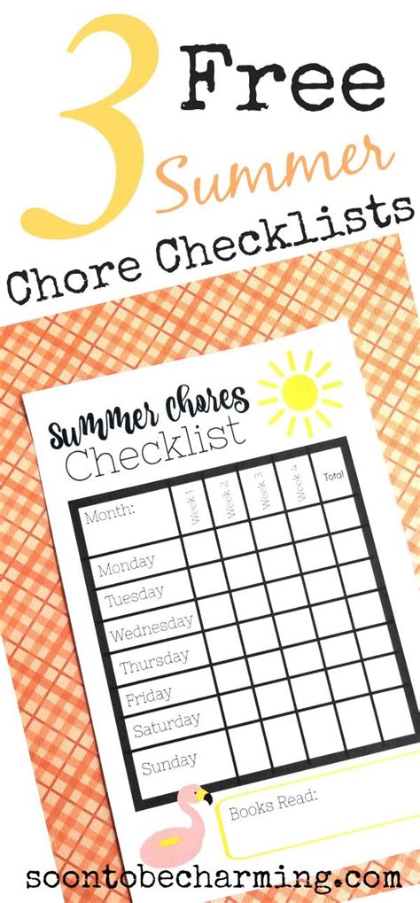 Summer Chores Checklist With Free Printable Soon To Be Charming
