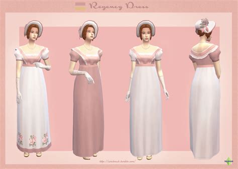 Regency Dress 8 Swatches Teen To Elder Simsbrush Sims 4 Dresses