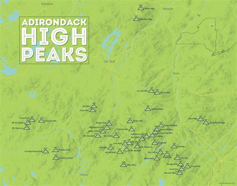 Adirondack High Peaks Map 11x14 Print Best Maps Ever