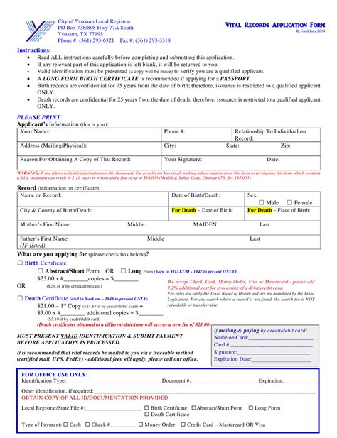 Texas Vital Records Application Form Fill Out Sign Online And