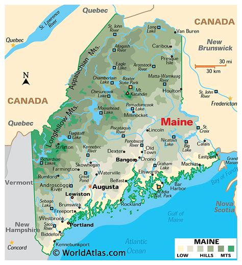 Physical Map Of Maine Ezilon Maps My Xxx Hot Girl