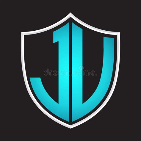 Jv Logo Monogram With Shield Shape Isolated Blue Colors On Outline