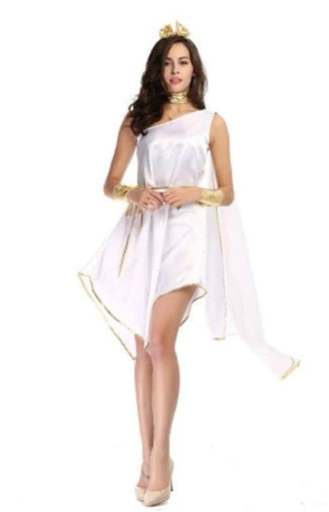 Greek Goddess Costume For Adult Sexy White Color Halloween Dress Up