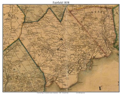 Fairfield Connecticut 1858 Old Town Map With Homeowner Names Etsy