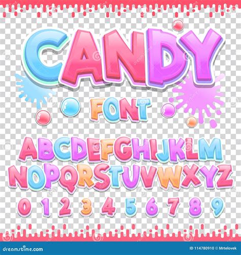 Candy Latin Font Design Sweet Abc Letters And Numbers Cute Children
