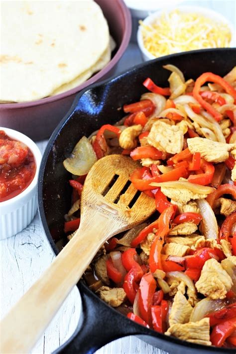 Cook the chicken and fajita vegetables on the stove in a cast iron skillet. SKILLET CHICKEN FAJITAS • Now Cook This!