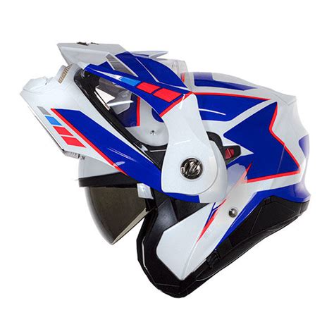 Casque Modulable Scorpion Adx 2 Camino Perle Blanc Bleu Rouge 21800