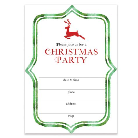 Christmas Party Invitations With Envelopes Pack Of 25 Blank Large