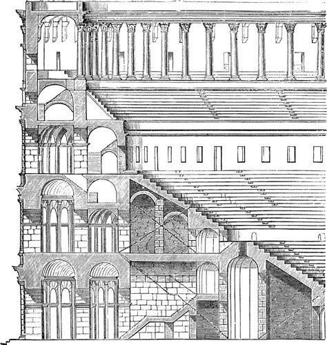 Elevation And Section Of The Colosseum Clipart Etc