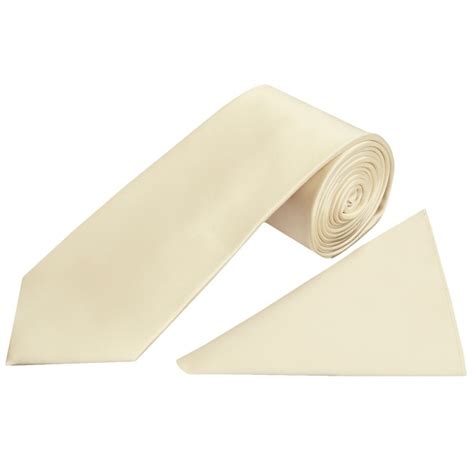 Ivory Satin Tie And Handkerchief Set