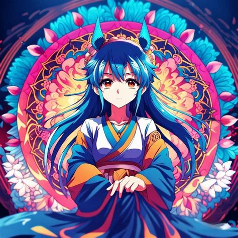 Premium Ai Image Anime Girl With Colorful Bg Hd