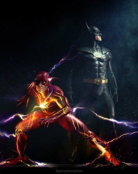 New Flash Costume And Michael Keatons Batman United In Dc Fan Art