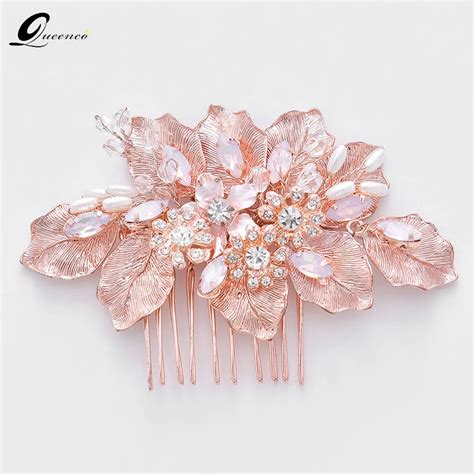 buy rose gold pearl hair accessories crystal bridal hair comb trendy wedding