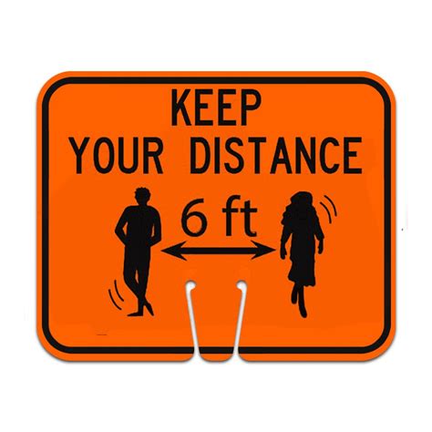Traffic Cone Sign Keep Your Distance 6 Feet