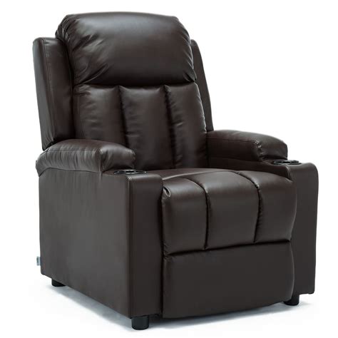 Looking for armchairs with a fancy style to dress up your living room? STUDIO LEATHER RECLINER w DRINK HOLDERS ARMCHAIR SOFA ...
