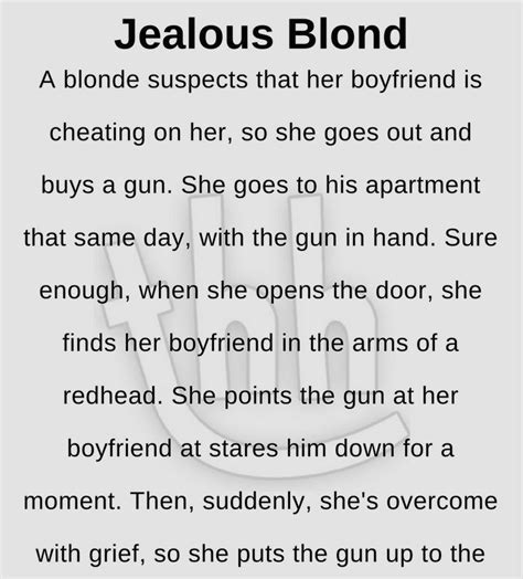 Jealous Blond Funny Story Funny Stories Blonde Jokes Relationship Jokes