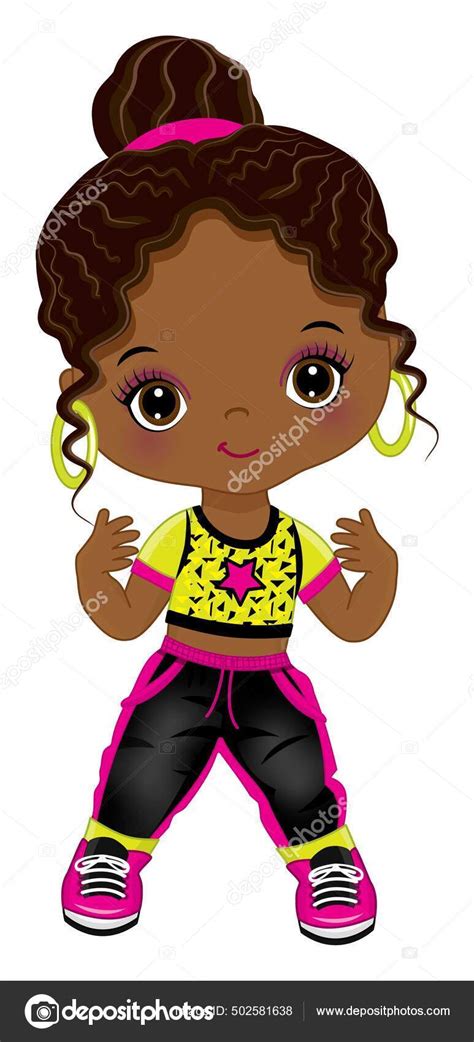 Cute Little African American Girl Dancing Hip Hop Vector Hip Hop Black