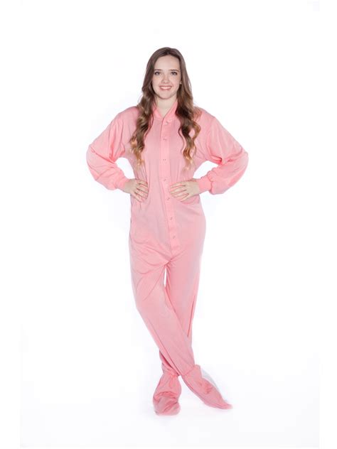 Big Feet Pajama Co Pink Jersey Knit Adult Footed Pajamas Womens Sleeper