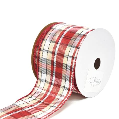 Inverness Twill Plaid Wired Christmas Ribbon 2 12 Inch 10 Yard