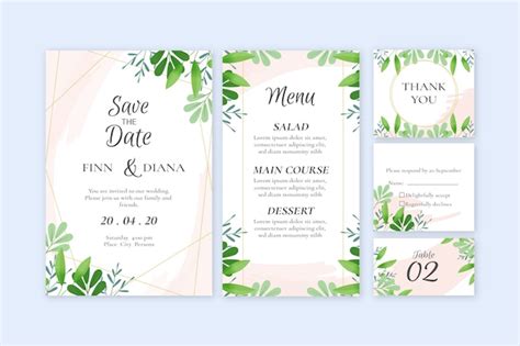 Free Vector Stationery Template Wedding Pack